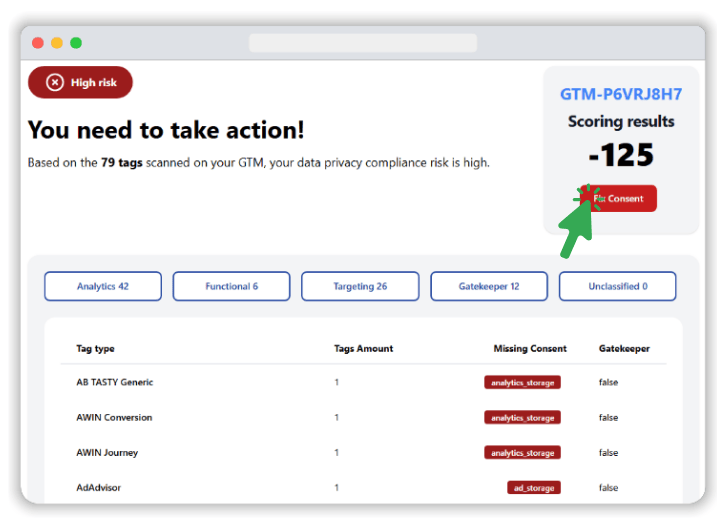 Fix button highlighted in the results page of consent mode monitor